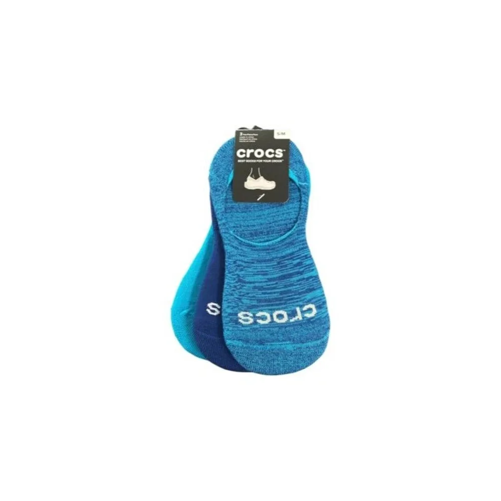 Crocs Unisex S/M Blue Footie Hidden Liner Socks 3-Pack Womens 5-10/Mens 5-8